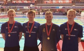 Matthew Wright, Luke Turley, Tom Derbyshire and William Ryley were all on the podium for the University of Bath at the 2018 BUCS National Swimming Championships