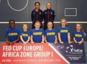 Anne Keothavong and Anna Smith at the launch of the Fed Cup ticket sales