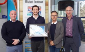 (From left) British Swimming National Centre Bath Lead Coach David McNulty, Hall of Fame for Sport inductee Michael Jamieson, British Swimming Performance Director Chris Spice and University of Bath Director of Sport Stephen Baddeley