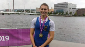 Laura Macro won lightweight women's single scull gold at the 2019 EUSA Rowing Championships in Sweden