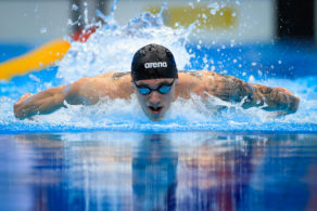 Jacob Peters on his way to a 100m butterfly Olympic consideration time