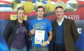 Andy Burns - athlete of the month with Sponsors Oakley and Stephen Baddeley