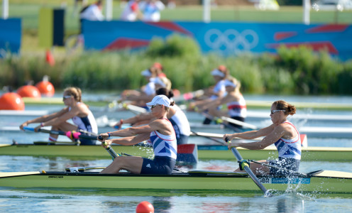 Helen Glover & Heather Stanning at 2012 London Olympic Regatta. Photo: Spurrier/Intersport Images