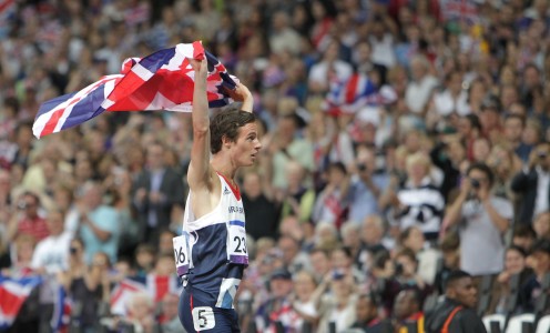 Paralympics London 2012 - Paul Blake celebrates winning a Silver Medal after competing in the Men's 400m - T36 Final. Photo: Richard Washbrooke/ParalympicsGB