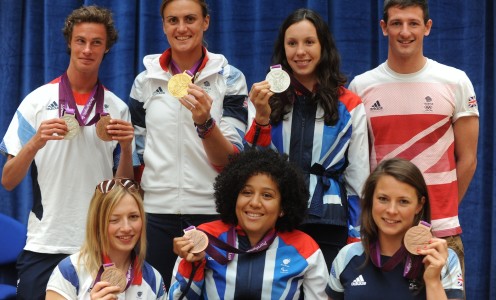 Olympic & Paralympic athletes (rear l to r) Paul Blake, Heather Stanning, Samantha Murray & Michael Jamieson, front Katrina Hart, Alexandra Rickham & Liz Johnson