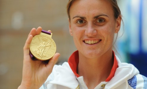 Heather Stanning with her gold medal