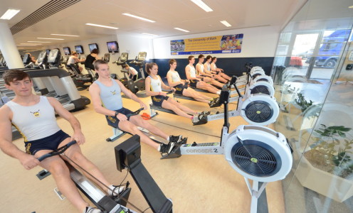 Frazier Christie training with rowers at the Sports Training Village