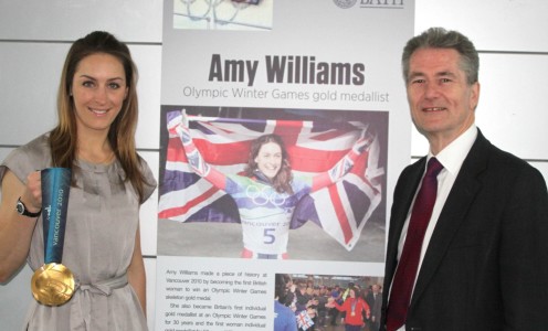 Amy Williams & Professor Kevin Edge at Hall of Fame induction (Photo: David Roper)