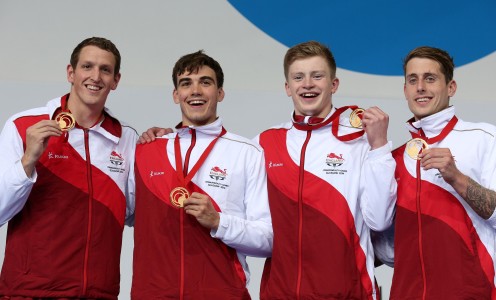 Chris Walker-Hebborn (right) with his second gold (photo: Andrew Milligan/PA Wire/Press Association Images)