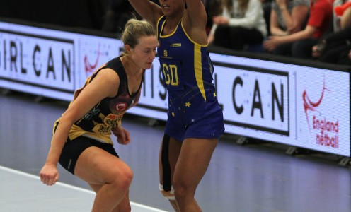 Stacey Francis in action against Manchester Thunder, what proved to be her last Superleague game of the 2015 season due to a knee injury. PICTURE: David Roper