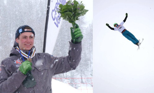 Lloyd Wallace on the podium and in action at the 2015 World Junior Championships