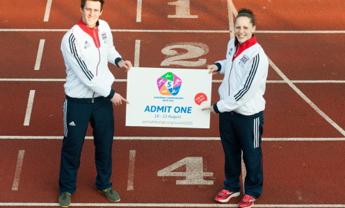 Nick Woodbridge and Mhairi Spence launch ticket sales for the 2015 Modern Pentathlon European Championships