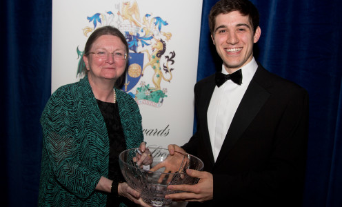 University of Bath Vice-Chancellor Professor Dame Glynis Breakwell presents Chris Hotchen with the 2015 Sports Personality of the Year award. PICTURE: Mervyn Clingan / Taking Pictures