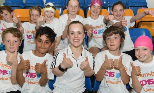 Ellie Simmonds stages a swimming lesson for Bathwick St Mary pupils in the London 2012 Legacy Pool