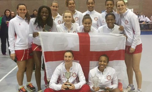 England Netball celebrate their success at the 2015 Netball Europe Open in Belfast