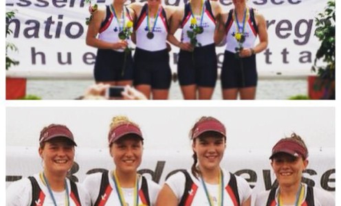 Sam Courty tweeted these pictures of her successful women's four crews in Essen, Germany