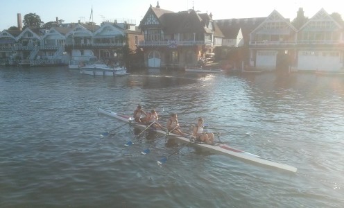 The Bath University Boat Club A quad after their win at the 2015 Henley Royal Regatta