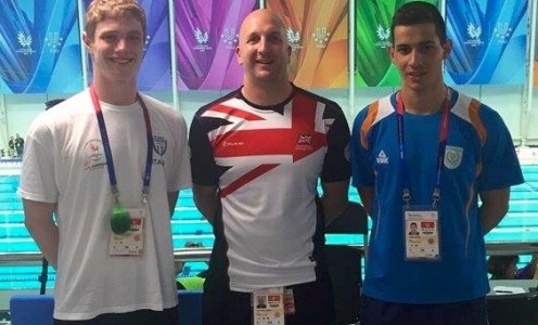 Jay Lelliott, coach Mark Skimming and Thomas Tsiopanis at the 2015 World University Games in Gwangju