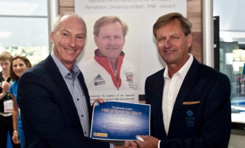 Stephen Baddeley welcomes Pentathlon GB's Jan Bartu to the Team Bath Hall of Fame for Sport