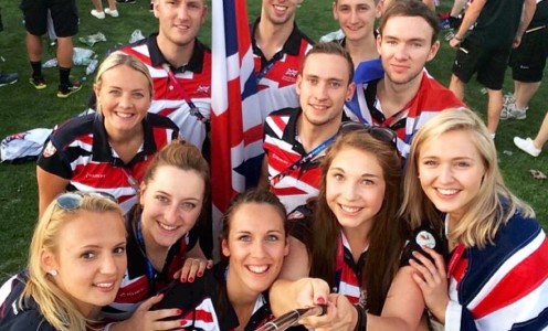 Angus Pedersen (back right) at the World University Games in Gwangju