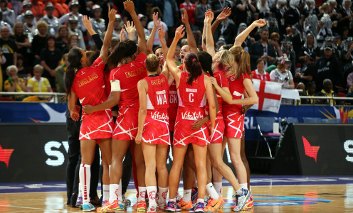 England celebrate winning bronze at the 2015 Netball World Cup