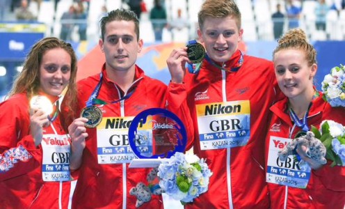 (From left) Fran Halsall, Chris Walker-Hebborn, Adam Peaty and Siobhan-Marie O'Connor won the mixed 100m medley relay at the 2015 World Swimming Championships