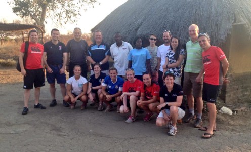 Stephen Baddeley (back, second from right) on his visit to Zambia in July 2015