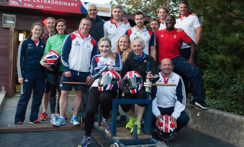 BAC members, including Anna Watkins and Karen Pickering (second and third from left), tried their hands at bobsleigh with athletes from the British Bobsleigh & Skeleton Association. PICTURE: Paul Gregory