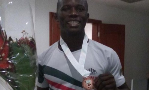 Emmanuel Nartey tweeted this picture of himself with his bronze medal from the 2015 All-Africa Games