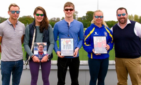 (From left) REVO Brand Manager Tyron Dawkins, Kate French, Jay Lelliott, Alex Walker and Greg Sharp, Deputy Director of Sport at the University of Bath