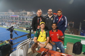 Jody Paul (back right) worked as performance analyst for GB Hockey's senior men at the World League Finals in December 2015