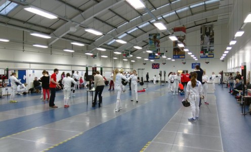 Pentathlon GB tweeted this picture of the National Youth Ranking Competition in the Sports Training Village fencing salle in February 2016