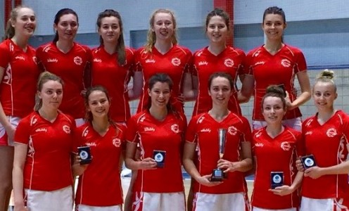 Ella Powell-Davies (back, second from right) helped England win the Netball Europe U17 title in March 2016