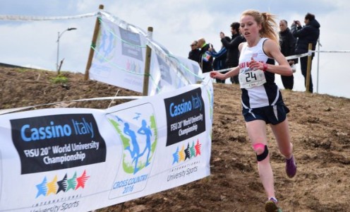 Jenny Nesbitt on her way to team silver at the 2016 World University Cross Country Championships