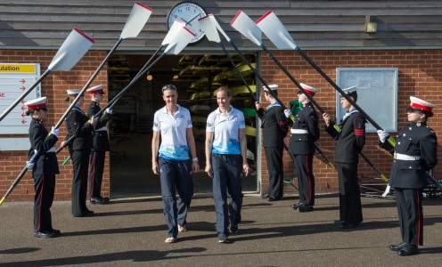 Heather Stanning and Helen Glover receive a guard of honour during the 2016 European Rowing Championships team announcement. PICTURE: Peter Spurrier / Intersport Images