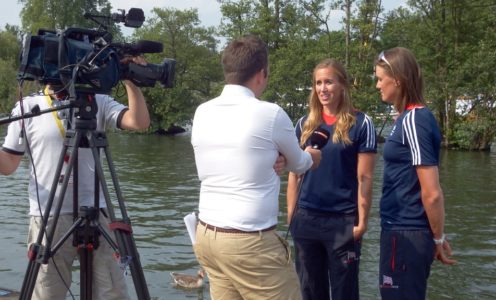 Helen Glover and Heather Stanning at the Team GB rowing squad announcement for Rio 2016