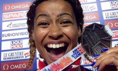 Jazmin Sawyers won long jump silver at the 2016 European Championships in Amsterdam