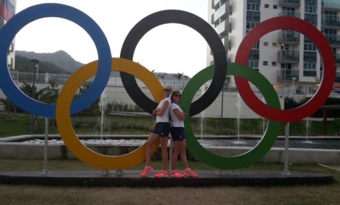 Vicky Thornley and Katherine Grainger in the Rio Olympic Village