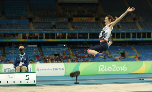 Polly Maton competes in the T47 long-jump final at the Rio 2016 Paralympic Games. PICTURE: onEdition