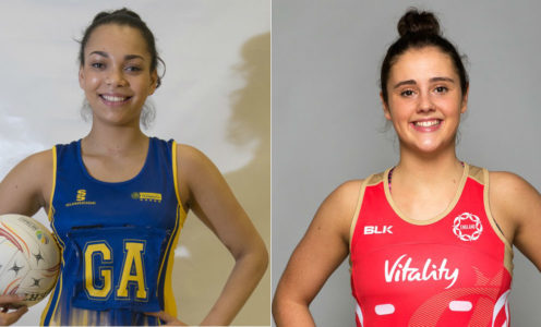 Team Bath Netball's Paige Reed (left) and Jess Shaw (right) have been named in the England Netball U21 long squad for the 2017 Netball World Youth Cup