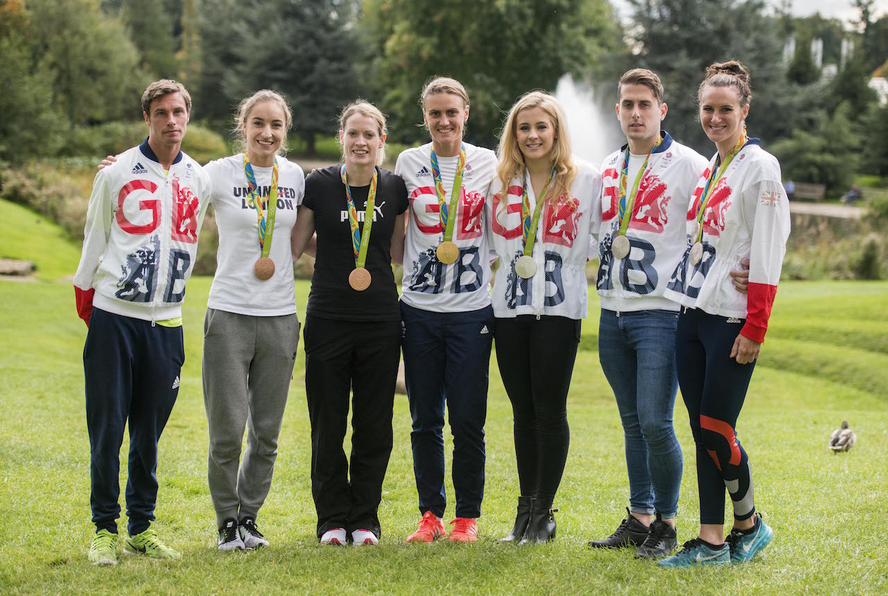 Paul Blake, Emily Diamond, Eilidh Doyle, Heather Stanning, Siobhan-Marie O'Connor, Chris Walker-Hebborn and Jazz Carlin. Rio 2016 Olympic & Paralympic medallist celebrations, October 12 2016. PICTURE: Clare Green for Matchtight