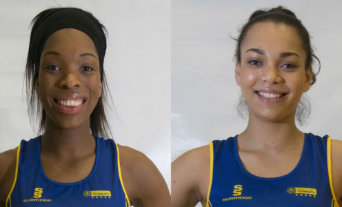 Eboni Beckford-Chambers and Paige Reed of Team Bath Netball