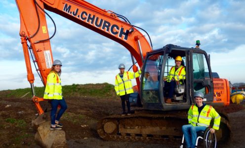 Sydney Gregson, Jor'dan McIntosh, Ben Fletcher and Piers Gilliver on the MJ Church site visit, January 2017