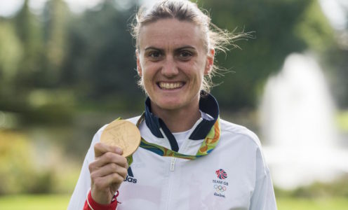 Heather Stanning with her Rio 2016 Olympic Games gold medal at the University of Bath