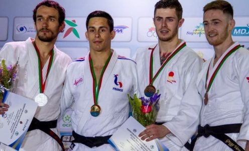 Team Bath Judo's Gregg Varey (right) won -66kg bronze at the 2017 Casablanca African Open in Morocco