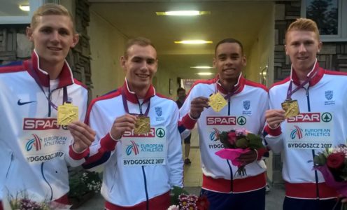 Cameron Chalmers (right) anchored the GB men's 4x400m relay squad to gold at the 2017 European U23 Athletics Championships. CREDIT: British Athletics/Deca Text & Bild