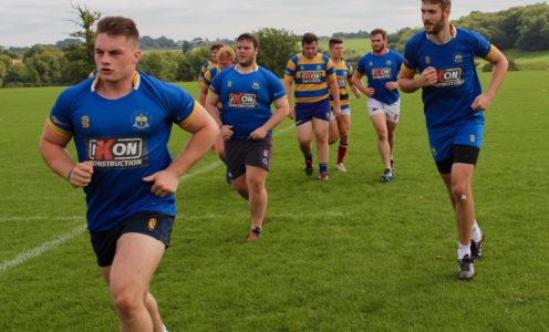 University of Bath men's rugby players in pre-season training at Bath Rugby's Farleigh House headquarters, August 2017