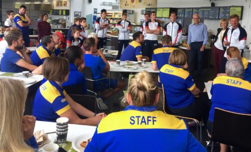 Pentathlon GB's athletes and coaches say thank you to Team Bath staff for their support