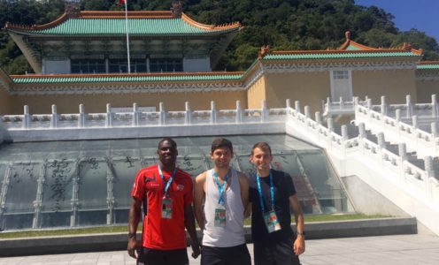 University of Bath graduate Jacob Paul (centre) in Taipei during the 2017 World University Games