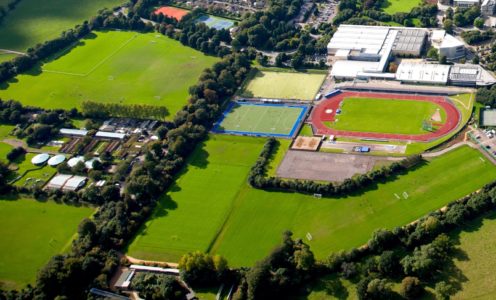 Aerial view of STV, football and rugby pitches 2017